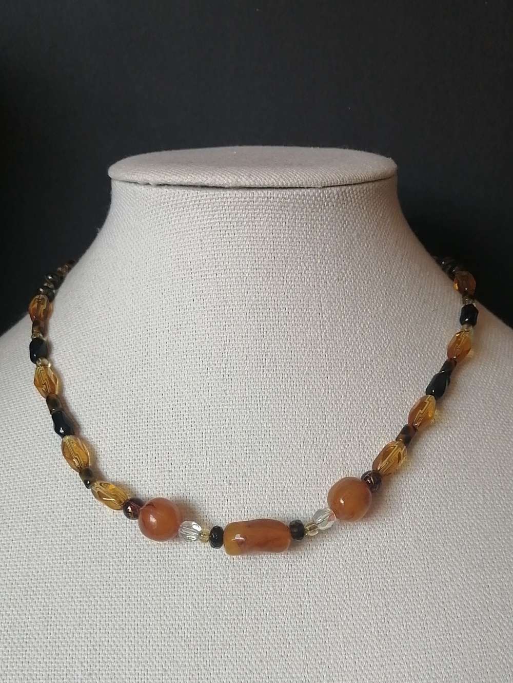 Artisan Handmade Amber Animal Autumn Silver Toned Beaded Necklace